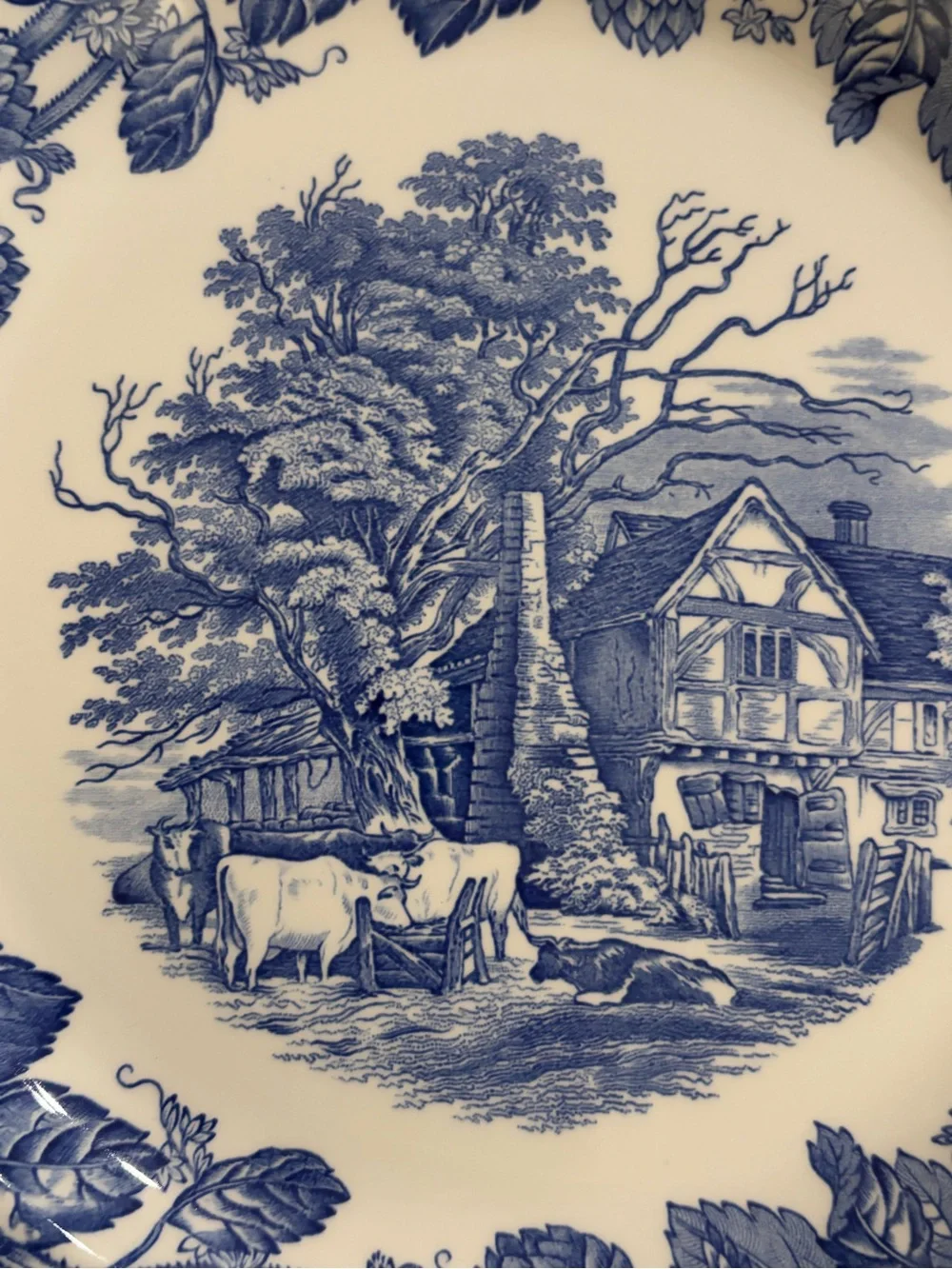 Spode Blue Room Rural Scenes Transferware Dinner Plate England 10.5”